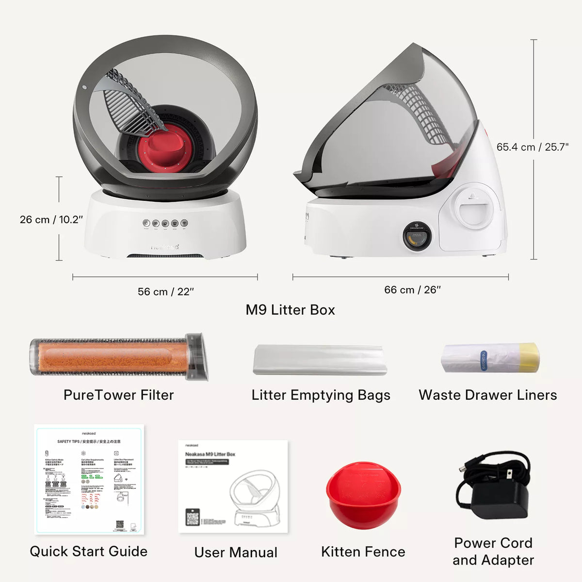 Neakasa M9 dimensions and package contents