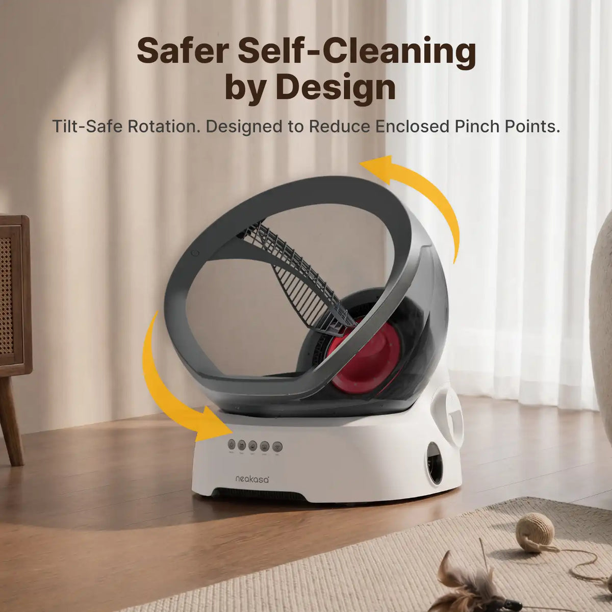Neakasa M9 self-cleaning litter box Tilt-Safe Rotation