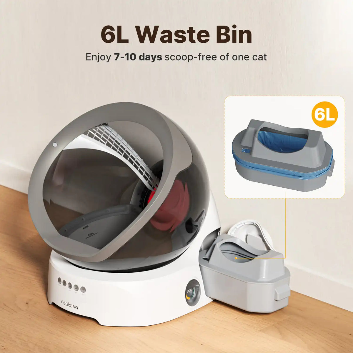 Neakasa M9 self-cleaning litter box with a removable 6 L waste bin